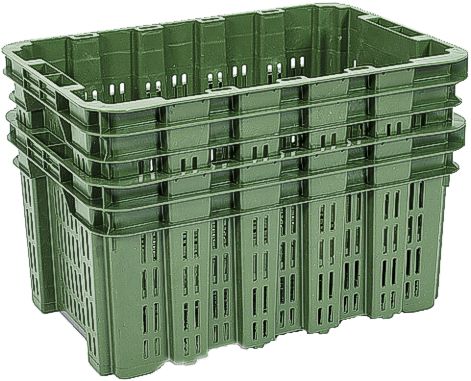 CASSE PVC VERDI SOVRAPPONIBILI/IMPILABILI FONDO E PARETI FORATE LT.40 GAI