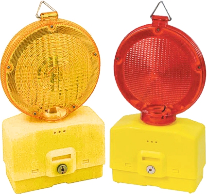 LANTERNE LAMPEGGIANTI STRADALI LUCE  GIALLA ALLOGGIAMENTO X 2 BATT. ST087
