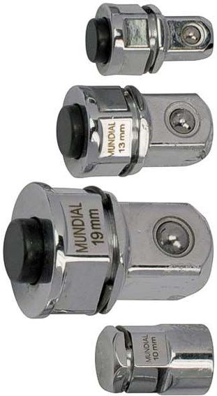 ADATTATORI MUNDIAL X CHIAVI A CRICCHETTO  SET PZ.4 1/4-3/8-1/2+ADATTATORE 1069.990