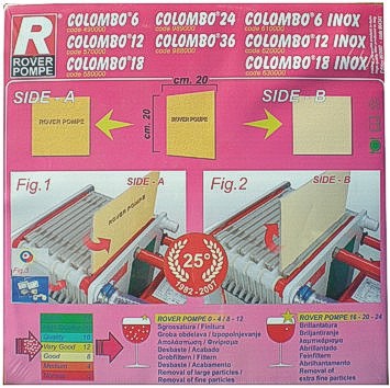 CARTONI FILTRANTI 20X20 FINO 0,9 MICRON  X COLOMBO 12 -PZ.25- 004205 ROVER16 X BRILLANTATURA