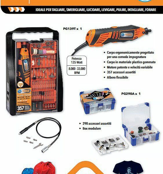 MINIUTENSILI W.135 + KIT 357 ACCESSORI +  BOX MODULARE 290 MINI ACCESSORI BG63